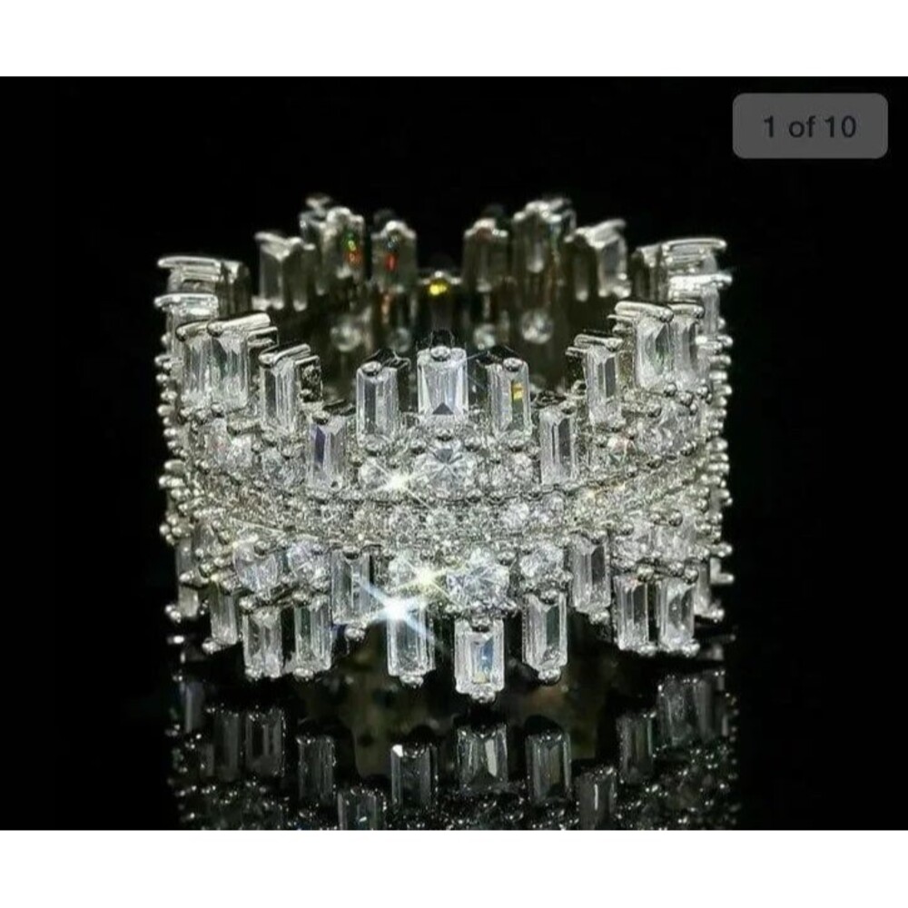 Swarovski crystal ring 925 silver size 7